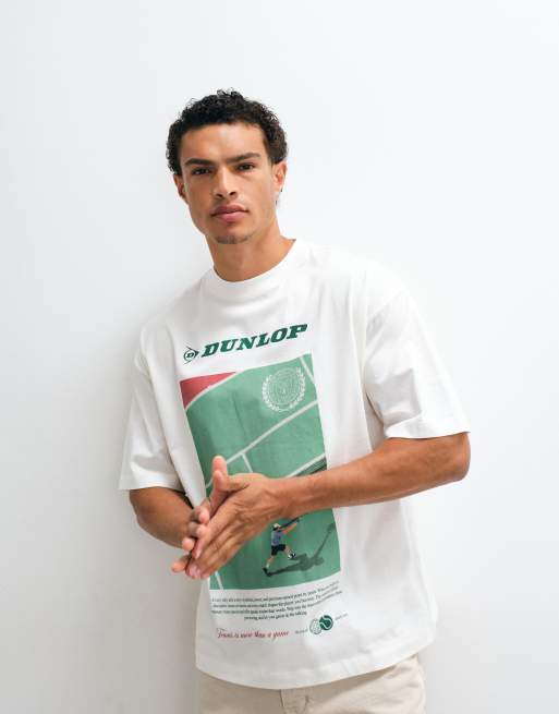 ASOS DESIGN oversized tee with Dunlop Tennis print in white, 3 of 10