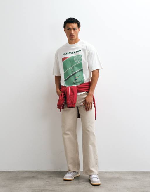 ASOS DESIGN oversized tee with Dunlop Tennis print in white, 4 of 10