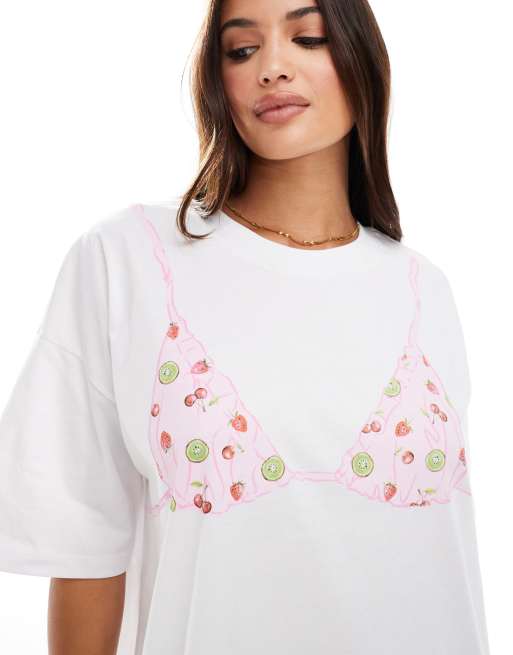 ASOS DESIGN oversized tee with fruit bikini graphic in white | ASOS
