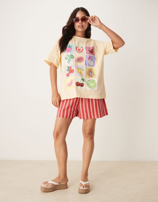 ASOS DESIGN oversized tee with fruit graphic in buttermilk | ASOS
