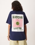[ASOS DESIGN] ASOS DESIGN oversized tee with matcha graphic in navy S NAVY