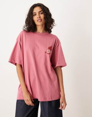 Asos Design Oversized Tee With Pomegranate Graphics In Pink