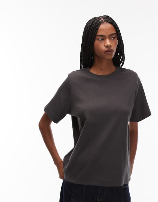 ASOS DESIGN oversized tee with shoulder pads in black
