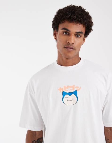 ASOS DESIGN oversized tee with Snorlax Pokemon print in White - view 1