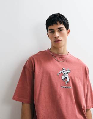 ДИЗАЙНЕРСКАЯ футболка оверсайз от ASOS с принтом Человека-паука красного цвета red