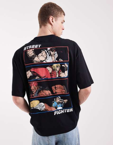 ASOS DESIGN oversized tee with Street Fighter print in black