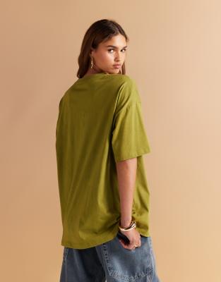 Asos Design Oversized Tee With Vacation Sun Graphic In Green