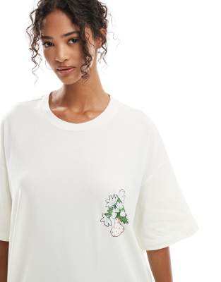 ASOS DESIGN oversized tee with vase back print graphic in ecru