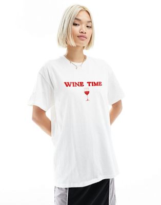 ASOS DESIGN oversized tee with wine graphic in white | ASOS