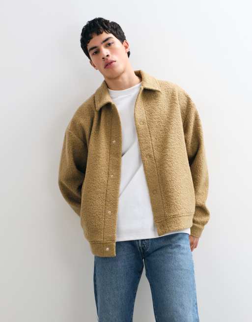 ASOS DESIGN oversized tekstureret skjortejakke i beige - camel, 4 af 10