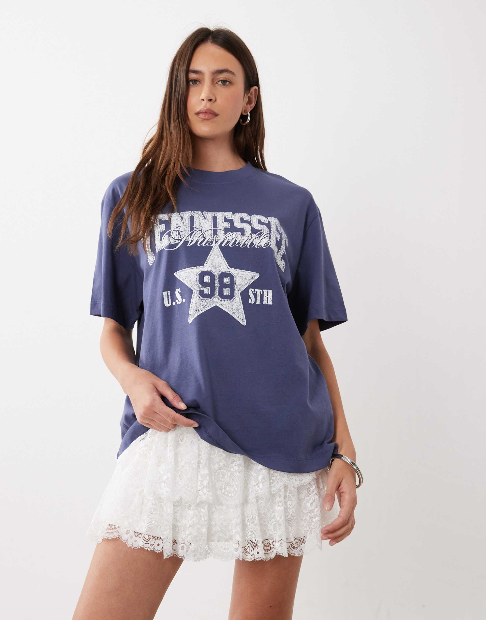 ASOS DESIGN oversized Tennessee graphic T-shirt in blue
