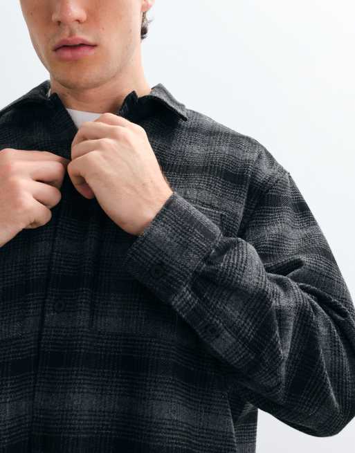 ASOS DESIGN oversized ternet flannelskjorte i kulgrå, 2 af 5