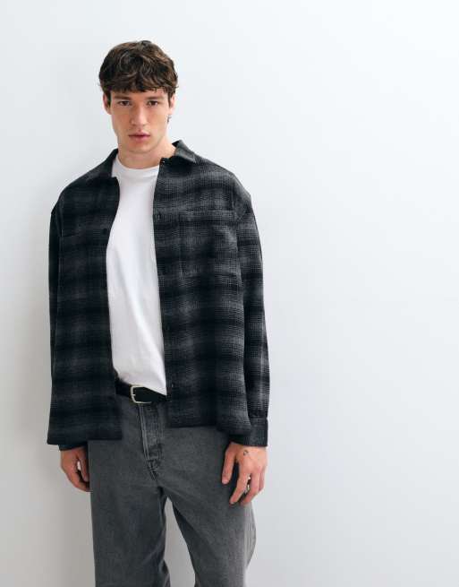 ASOS DESIGN oversized ternet flannelskjorte i kulgrå, 4 af 5