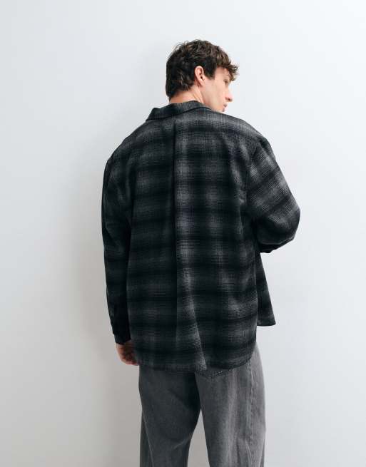 ASOS DESIGN oversized ternet flannelskjorte i kulgrå, 5 af 5
