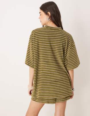 Asos Design Oversized Terrycloth T-shirt In Green