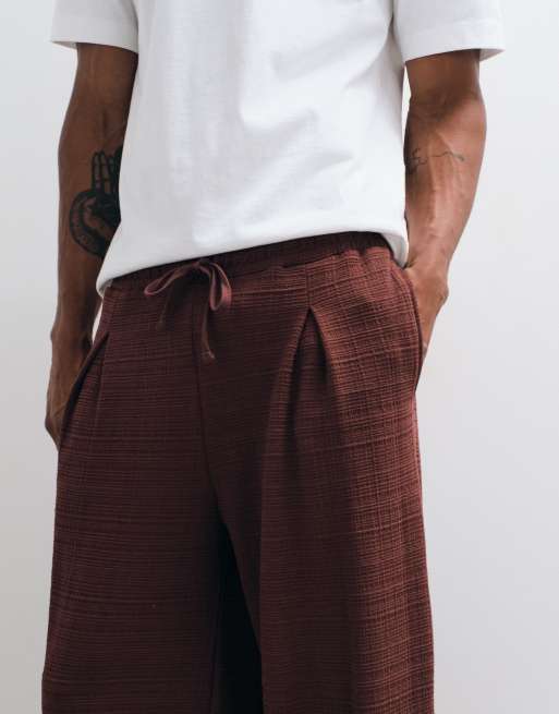 ASOS DESIGN oversized textured balloon jogger in brown, 4 of 5