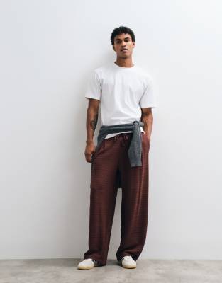 Asos Design Oversized Textured Balloon Sweatpants In Brown
