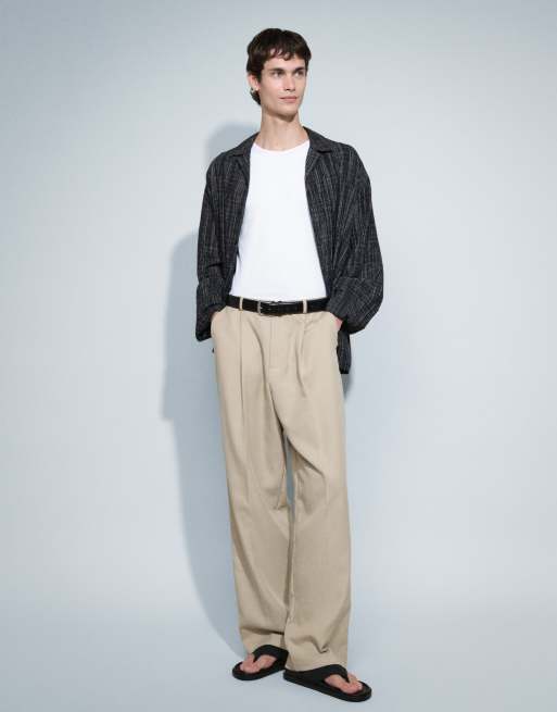 ASOS DESIGN oversized textured camp collar shirt in black plaid, 2 of 9