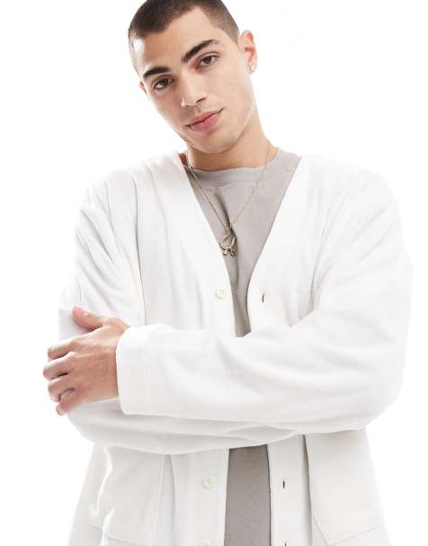 ASOS DESIGN oversized textured cardigan in off white - view 1
