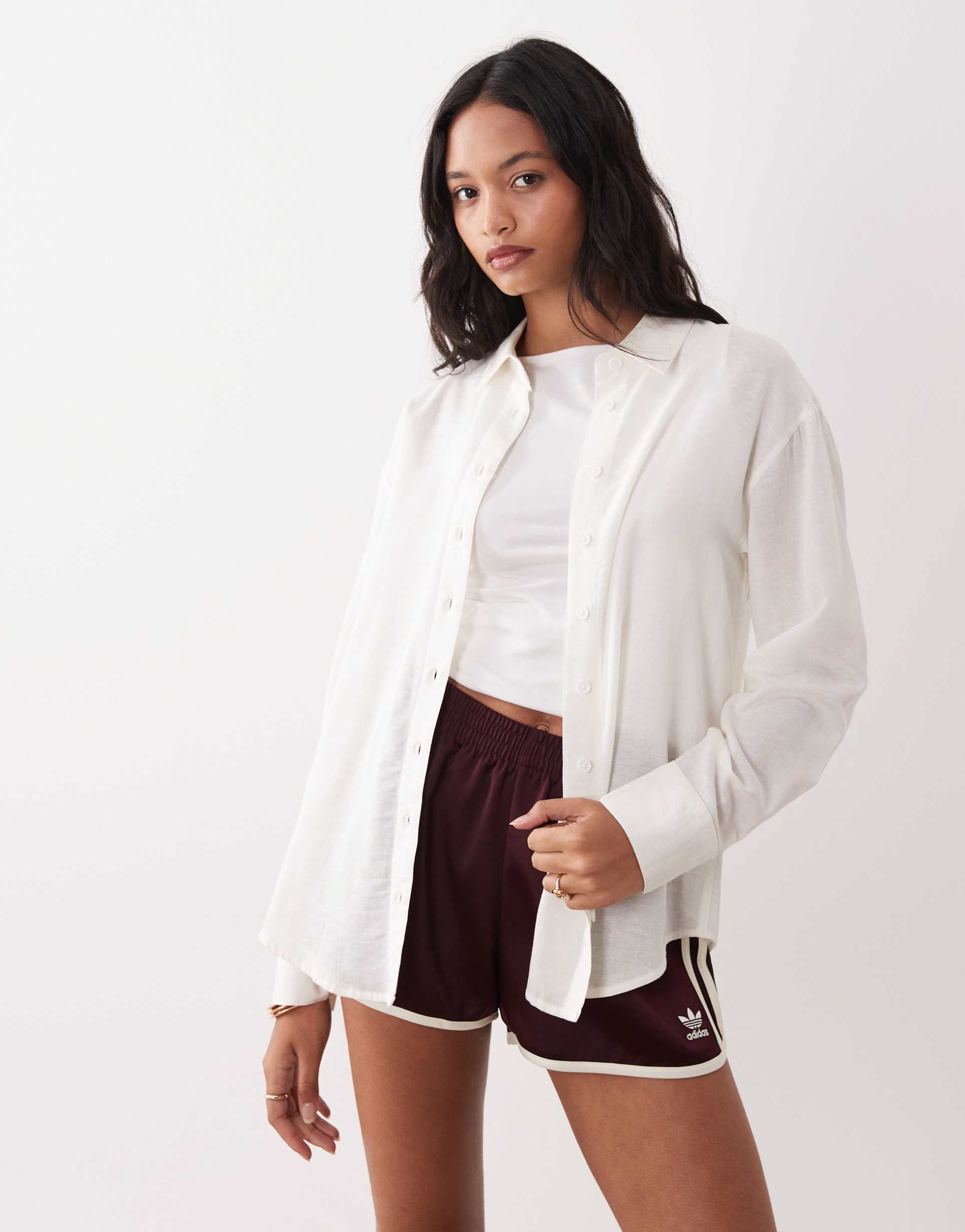 asos design oversized textured cotton shirt in white