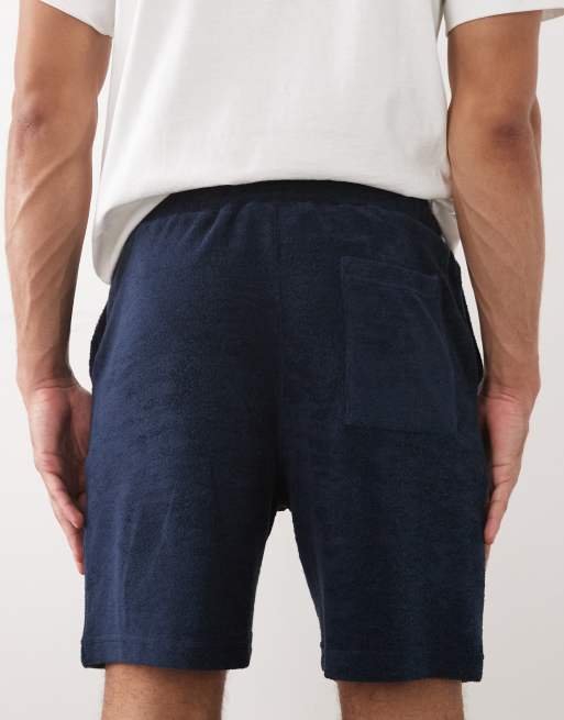 ASOS DESIGN oversized textured jersey shorts in navy, 4 of 5