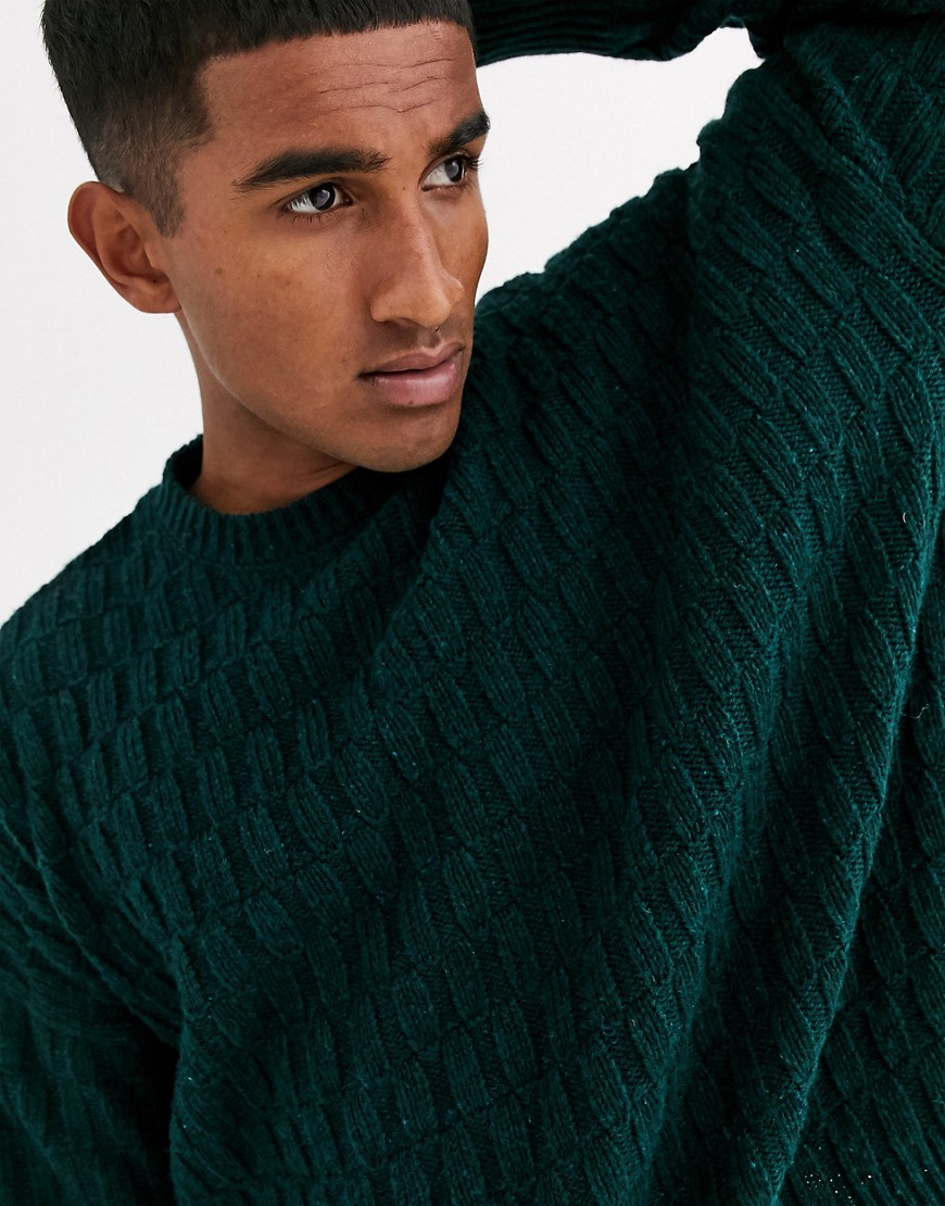 ASOS DESIGN oversized textured jumper in teal-Green
