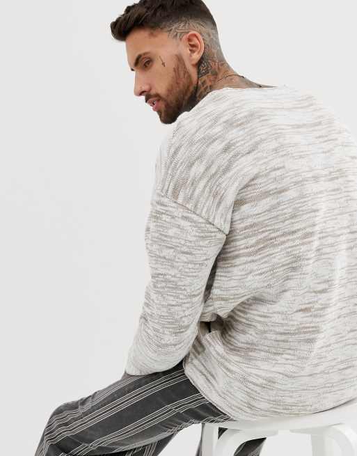 ASOS DESIGN oversized textured knit jumper in ecru slubby yarn, 2 of 4