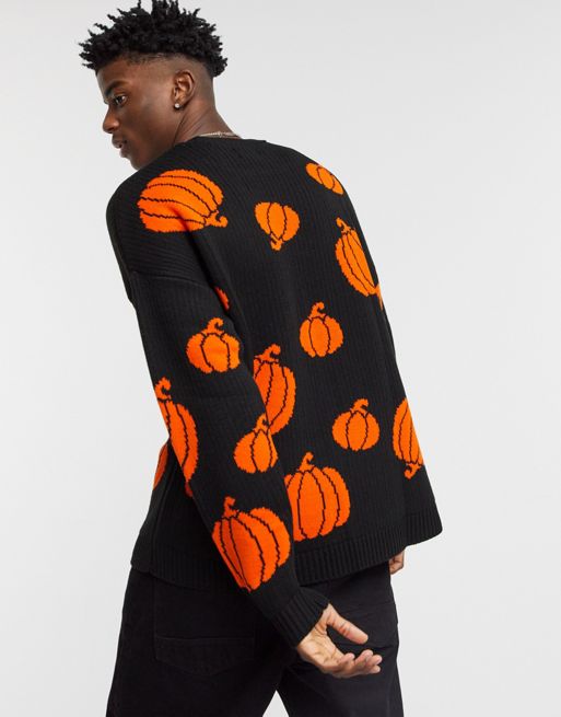 ASOS DESIGN halloween satin boxer with pumpkin print