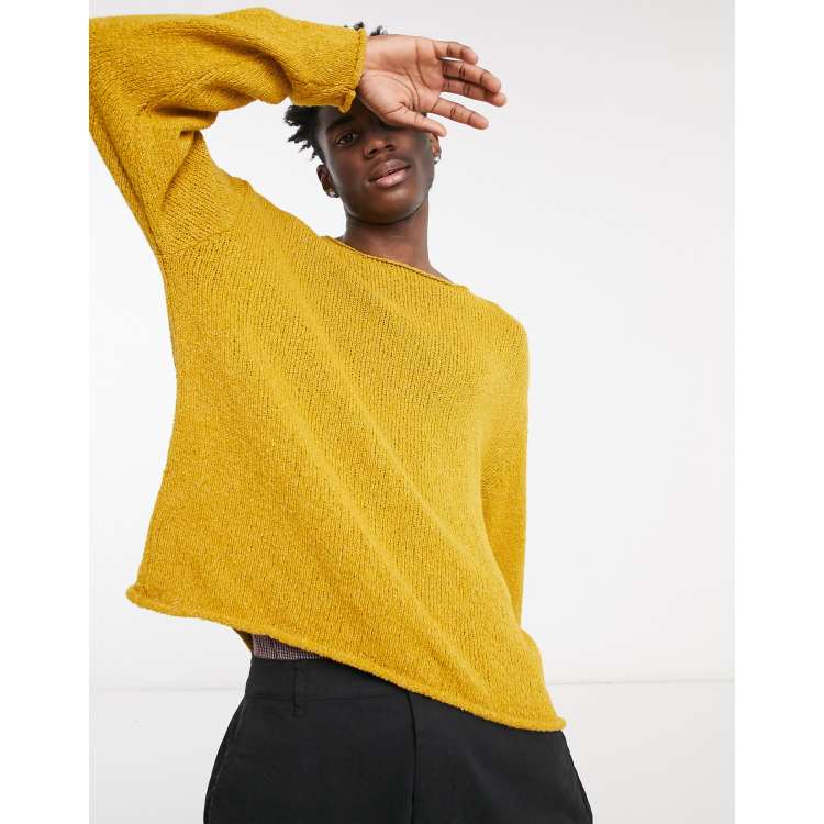 ASOS DESIGN oversized textured knit sweater in mustard ASOS