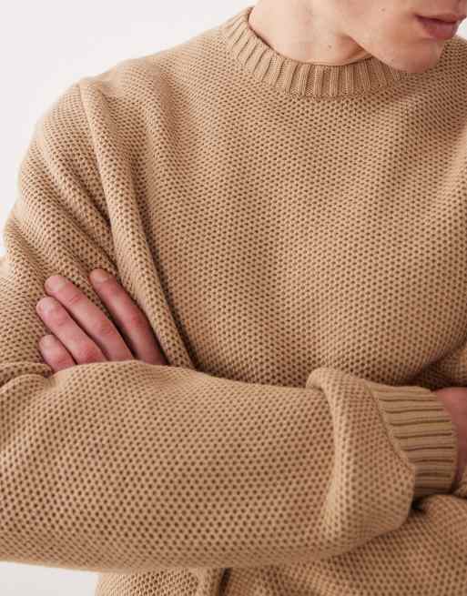 ASOS DESIGN oversized textured knitted jumper in tan, 5 of 5