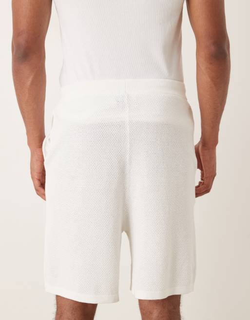 ASOS DESIGN oversized textured knitted shorts co-ord in ecru, 5 of 5