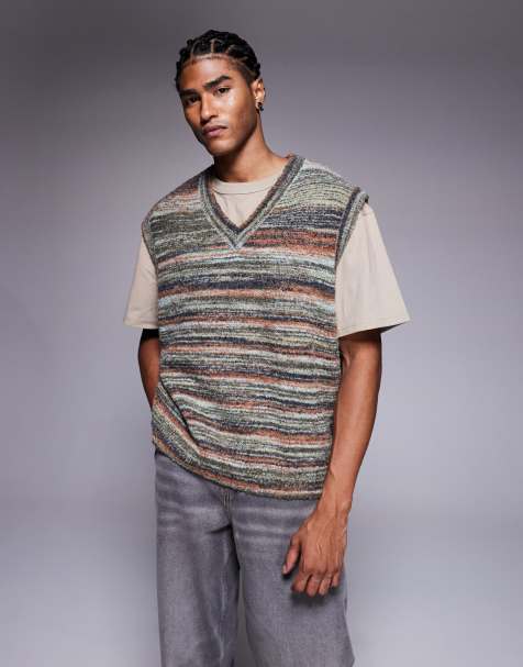 ASOS DESIGN oversized textured knitted tank in beige - view 1