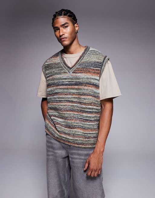  ASOS DESIGN oversized textured knitted tank in beige