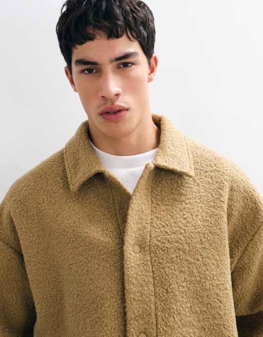 ASOS DESIGN oversized textured shacket in beige , 3 of 10