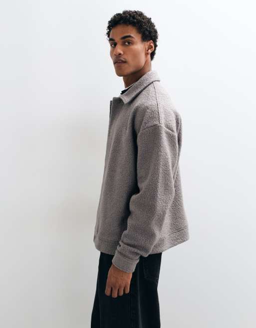 ASOS DESIGN oversized textured shacket in grey, 2 of 5
