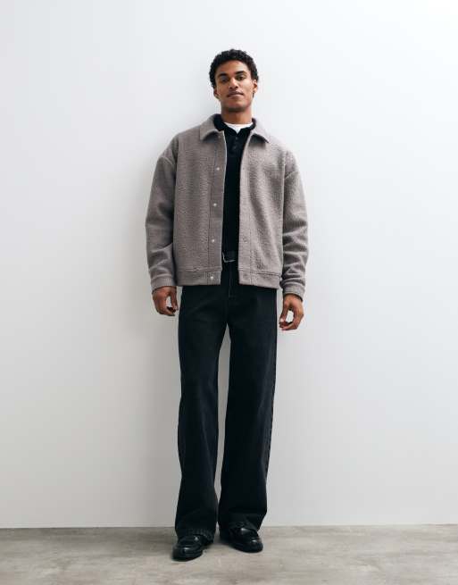 ASOS DESIGN oversized textured shacket in grey, 3 of 5