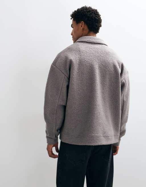 ASOS DESIGN oversized textured shacket in grey, 4 of 5