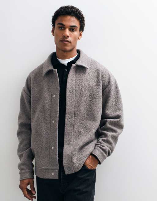 ASOS DESIGN oversized textured shacket in grey, 5 of 5