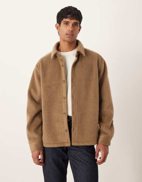 ASOS DESIGN oversized textured shirt in brown - view 1