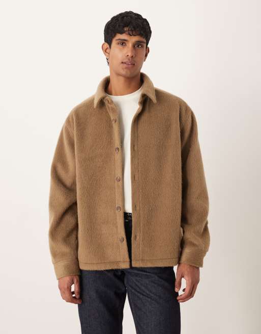 ASOS DESIGN oversized textured shirt in brown