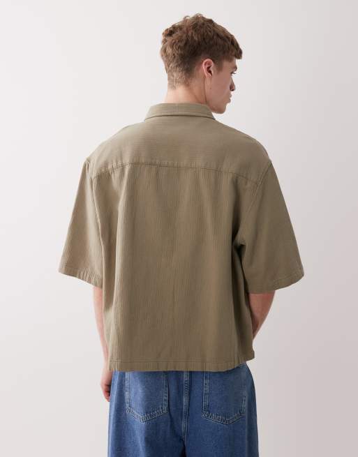 ASOS DESIGN oversized textured shirt in brown, 4 of 5