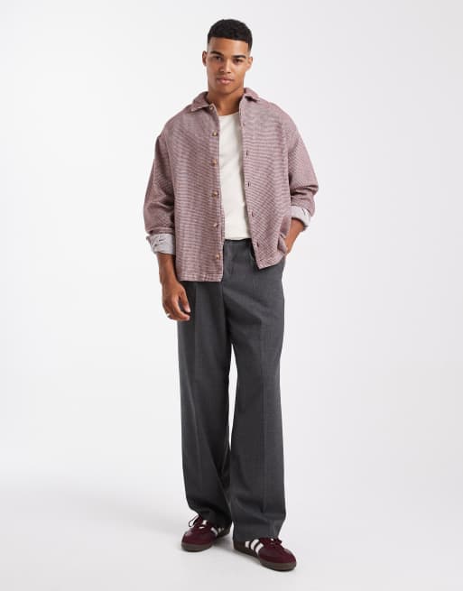 ASOS DESIGN oversized textured shirt in burgundy