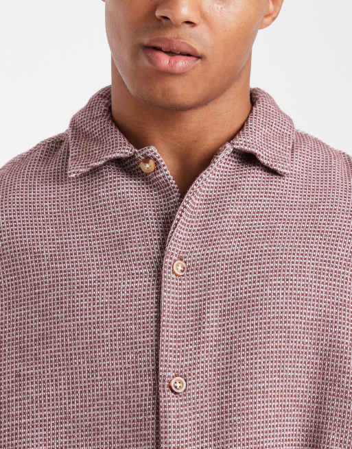 ASOS DESIGN oversized textured shirt in burgundy