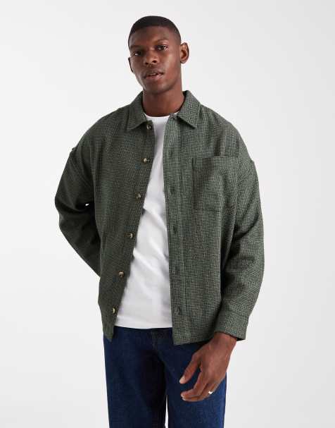 ASOS DESIGN oversized textured shirt in green - view 1
