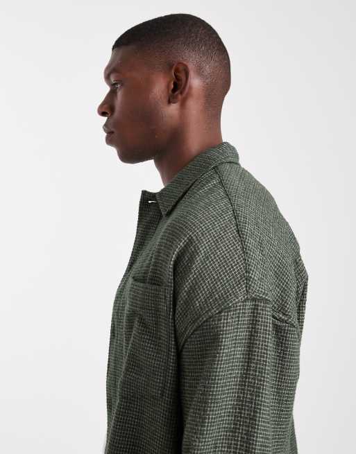 ASOS DESIGN oversized textured shirt in green, 4 of 5