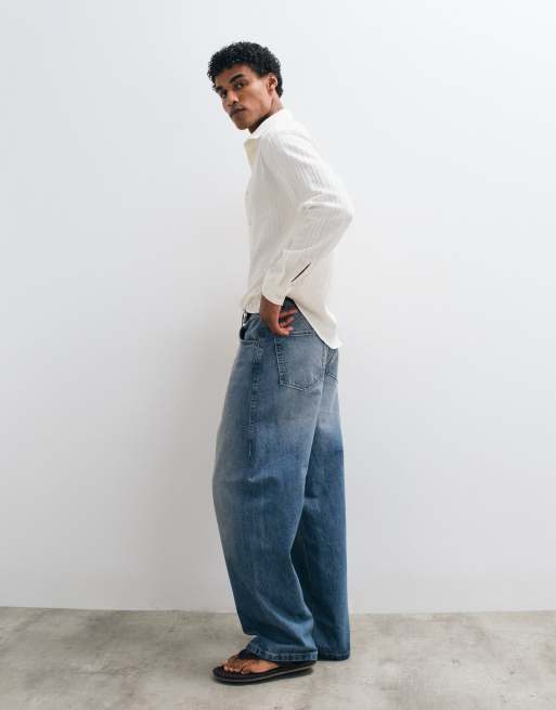 ASOS DESIGN oversized textured shirt in off white, 5 of 5