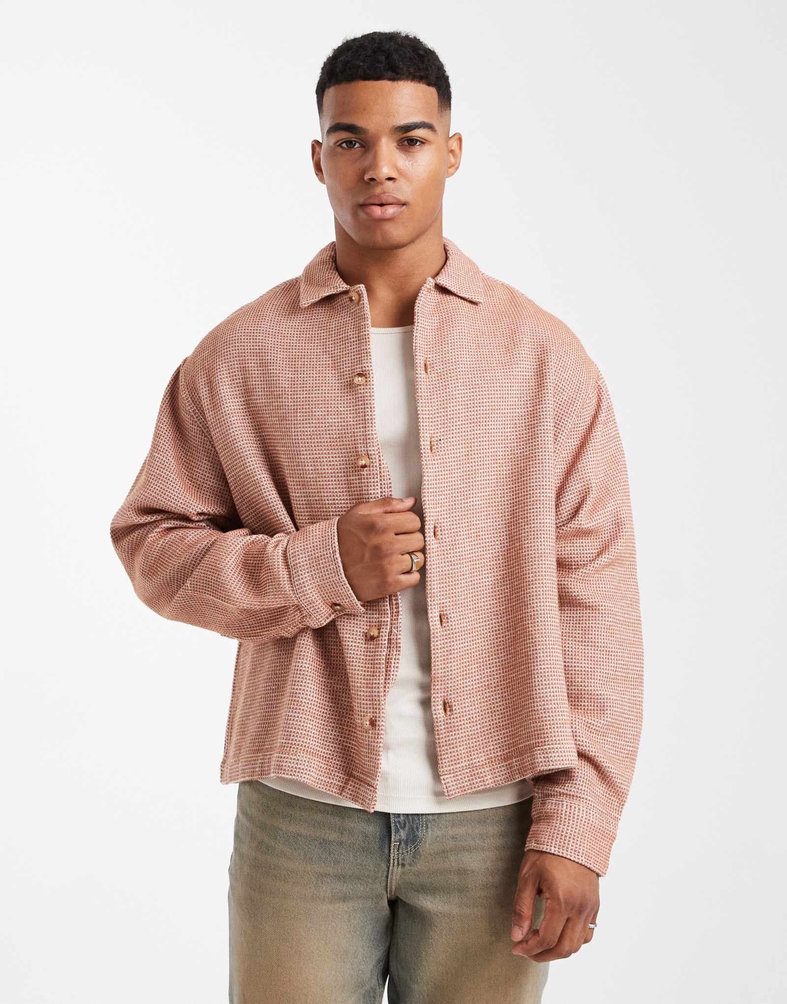 ДИЗАЙНЕРСКАЯ рубашка оверсайз с текстурой ASOS DESIGN цвета ржавчины