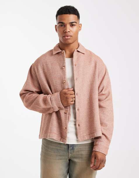ASOS DESIGN oversized textured shirt in rust