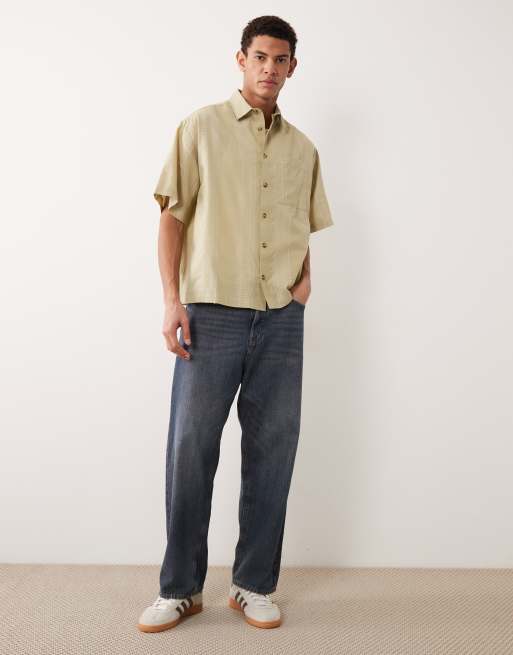 ASOS DESIGN oversized textured shirt in sage green, 2 of 5