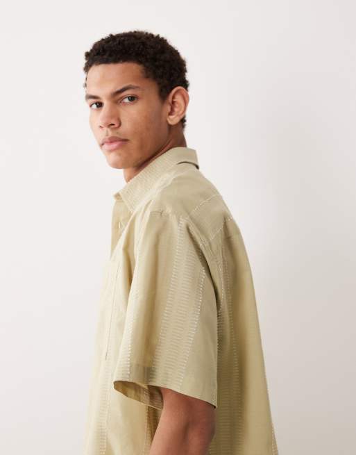 ASOS DESIGN oversized textured shirt in sage green, 4 of 5